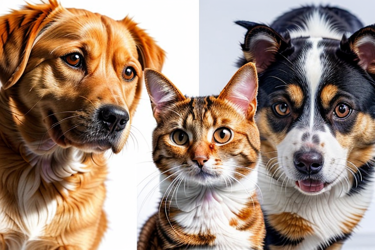 Dog and cat side by side comparing dogs and cats